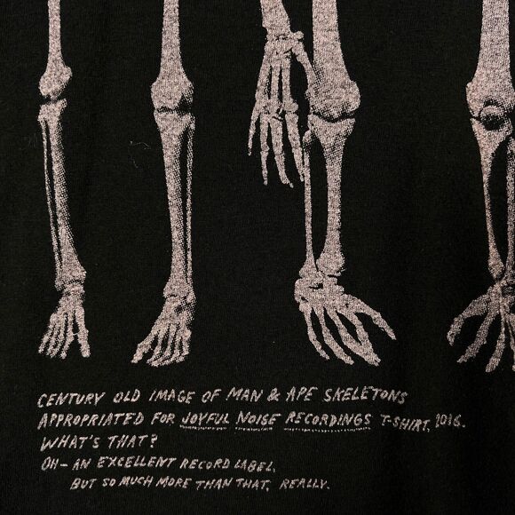 Joyful Noise Recordings Human Ape Skeleton Indie Hipster Black Pink T Shirt sz L - Picture 5 of 5